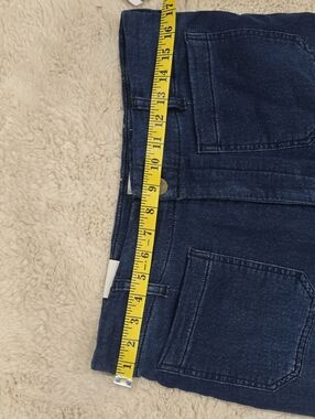 Dark Wash Denim Skirt with Front Patch Pockets